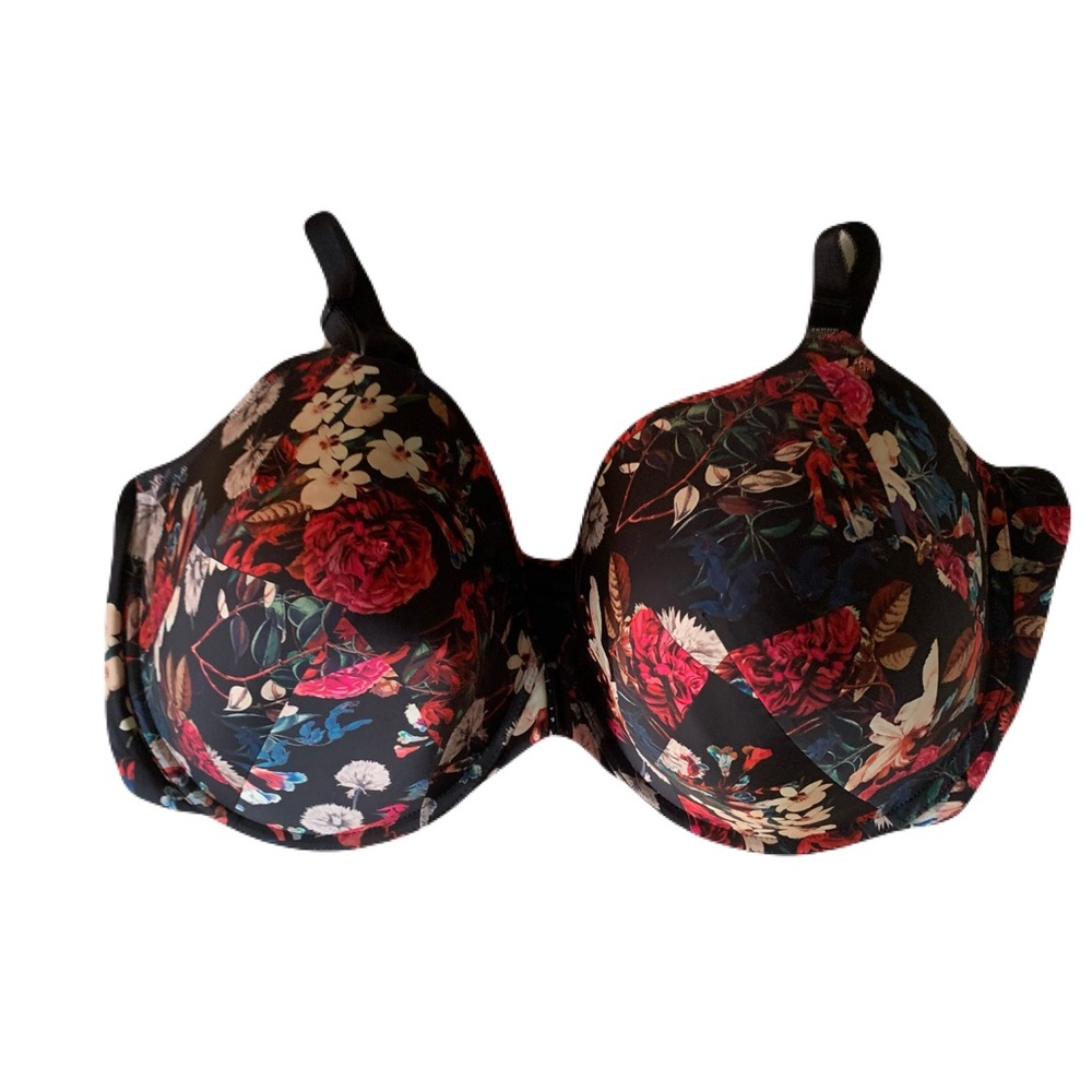 NEW Torrid Curve Black Floral Women's Size 46DDD T-Shirt Bra Front Clasp